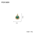 Vue macro du pendentif malachite en forme de goutte avec bords dorés et dimensions - Style Malachite Goutte d'Eau (FP29138D9)