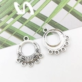 Silver vintage alloy water-drop connector pendant with engraved patterns for DIY jewelry - Round Embossed 16x21mm