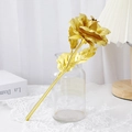 Single 24k gold foil artificial rose in a glass vase with elegant lace decor - Gold Foil Rose - Gold