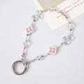 Luxus-Handykette mit rosa Kristallperlen und Strass-Vierklee-Anhänger Zubehör - K3720 Wassertropfen Kleeblatt Anhänger / Rosa
