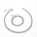 Silver stainless steel chunky Cuban chain necklace and bracelet set with round bead charms - Steel Color Necklace + Bracelet Set (E214-N810) / Silver