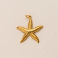 Macro shot of 18K gold star charm with feather texture and rounded ring bail - No.1 Starfish Pendant