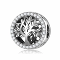 Charm Albero della Vita in argento S925 con pavé di zirconi bianchi brillanti per gioielli - Albero della Vita Cavo con Anello di Zirconi
