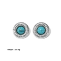 Eleganti orecchini tondi martellati argento con turchese, diametro 2,6 cm e peso 10 grammi - Color Acciaio