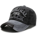 Vintage washed cotton baseball cap in black and grey with ORIGINAL THE BLACK embroidery - Black and Grey Stitching (THE)