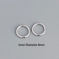 Polierte S925 Sterlingsilber Creolen mit 8mm Innendurchmesser für Piercings - 8mm / Weißgold
