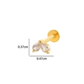 Golden stainless steel labret stud featuring leaf-shaped clear gems with size dimensions - Petal Design (5#) / Gold