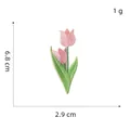 Pink tulip flower embroidery patch for DIY decoration with 6.8 cm by 2.9 cm dimensions - 6# (Pink Tulip)