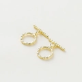 Two pairs of 14k gold plated toggle clasps with hammer texture for DIY jewelry making - 14K Irregular Round OT Clasp - 2Pcs/Pack