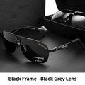 Classic black pilot sunglasses for men with dark gray polarized photochromic lenses - Black Frame HD Polarized Grey Lens (Day Use)