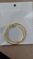 Polished golden stainless steel large hoop earrings with lever-back closure in gold finish - 5cm Gold Hoop Earrings