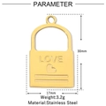 Macro detail of a 30mm gold heart lock pendant in stainless steel with LOVE engraving - Heart Lock Love (VG960)
