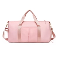 Pink waterproof fitness bag with dry-wet separation and adjustable shoulder strap - Pink