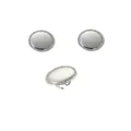 Silver finish oversized oval earring and ring set with sparkling crystal pavé border - Large Circular Silver Jewelry Set (YYSU024047-P)