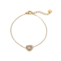 Bracciale a cuore in acciaio inossidabile placcato oro 18K con zirconi brillanti - Bianco (HF-S4175-WT)