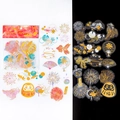 Autocollants PET avec feuille d'or, motifs feu d'artifice et poisson rouge - Festival d'Artifices / 30 Feuilles