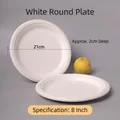 Biodegradable 8-inch sugarcane pulp white paper plate with 21cm diameter and 2cm depth - 8 Inch Deep Plate Thickened / White