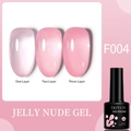 Jelly Nude Gel Nagellack LC-F004 zeigt ein bis drei Schichten zartrosa Glanzlack - Transluzentes Rosa-F004