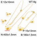 Golden heart jewelry set with shell pearl necklace, bracelet and earrings dimensions - Gold Heart Shell Pearl 3-Piece Set (Necklace+Earrings+Bracelet) (KS200372-KLX)