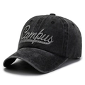 Berretto da baseball in denim grigio scuro lavato con ricamo Cambus bianco - Regolabile / Nero