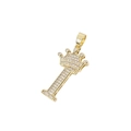 Golden iced out letter I pendant necklace with crown design and sparkling zircons - Crown Letter I