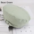 Bean green cotton baker boy newsboy cap with silver side metal adjustment buckle - One Size 58cm / Light Green Fabric Style