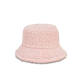 Detalle de la textura del sombrero de peluche rosa con forro polar suave y ala ancha - M (56-58cm) / Rosa