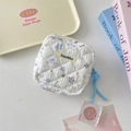 Detailed view of quilted cartoon bear sanitary napkin storage bag with zipper and logo - Star Bear