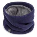 Donkerblauwe gebreide nekwarmer met pluche voering voor warmte in de winter - Heren nekwarmer - Marineblauw (fleece gevoerd)