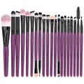 Detailed set of 20 professional makeup brushes with purple handles and gradient bristles - Purple Handle + Black Tube