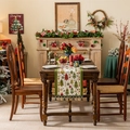 Christmas table runner with green tassels, featuring festive tree and star patterns - Light Green Christmas Tree With Green Tassels (do Not Machine Wash) / 35x300cm