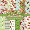 6x6 inch Christmas themed scrapbook paper with 12 holiday designs 24 sheets - R2468 24 Images