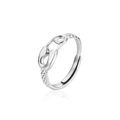 Modern silver paperclip adjustable ring in stainless steel for women with reflective finish - Silver