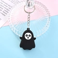 Cute black ghost Halloween keychain with white face and metal clasp on colorful background - 6#-Black Little Ghost