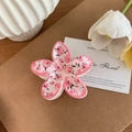 Blumen Haarklammer mit rosa Rosenmuster auf braunem Hintergrund mit Tulpen - Pfirsichrosa (6# Pfirsichrosa)