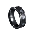8mm black stainless steel ring with laser engraved silver poker suit patterns - US 6 / Black & Silver Poker