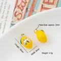 Cute yellow lemon enamel fruit charms for DIY earrings with gold metal base - 30# Lemon