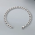 Pulsera de cadena Figaro en acero inoxidable plateado pulido con cierre de langosta - Ancho 3mm, Longitud 20cm / Color Acero
