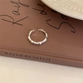 Elegant silver ring with black agate inlay on a book cover for a vintage minimalist look - JZ0825 (Minimalist)