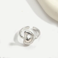 Minimalist adjustable open ring featuring a polished silver letter D design - Letter D Style