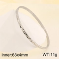 Silver stainless steel rhombus pattern bangle with geometric faceted design in 68mm size - Single Ring / Inner 68mm Width 4mm / Steel Color (KB185431-LO)