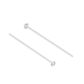 Polished S925 sterling silver flat head pins for DIY jewelry making and beading - 15mm / Plain Silver
