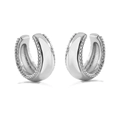 Close-up of polished C-shaped ear cuffs with milgrain bead edges in shiny silver finish - Silver Smooth Milgrain Edge / 1 Pair