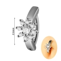 Piercing ombelico in acciaio argento con fiore di zircone bianco, diametro di 8,6 mm - 1.6x10mm / Stile Fiore in Zircone Rotondo