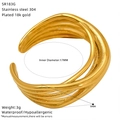 Detail eines 18k vergoldeten Edelstahlrings mit mehrlagigem Design und Abmessungen - Mehrlagiger Verflochtener Stil(SR183G)
