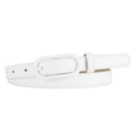 Cinturón blanco minimalista de cuero PU para mujer con hebilla ovalada a juego - Blanco