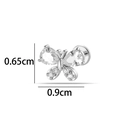 Elegante vlinder piercing oorknopje van roestvrij staal met zirkonia 0,9x0,65cm - Pavé Zirconia Vlinder Stijl (2630-7#) / Zilver