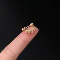 20G golden crown cartilage stud earring with cubic zirconia and ball screw back - Crown Shape Style (321-6#G)