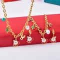 Christmas jewelry set with Santa Claus and reindeer charms on red gift box packaging - Necklace + Bracelet + Earrings
