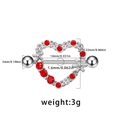 Silver stainless steel nipple ring set with red heart zircon and floral accents - Red White Zircon Heart (24070902-7)